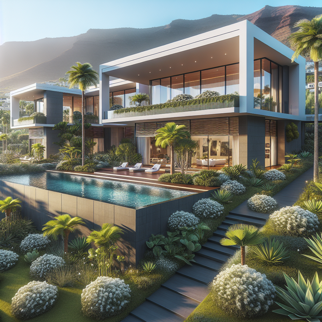 A realistic image of a luxury home in Santa Cruz de Tenerife.