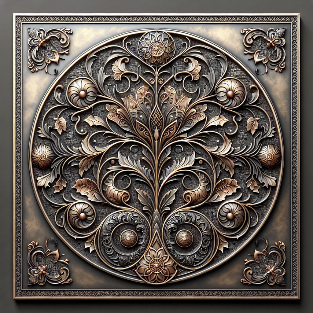 A realistic depiction of metal wall decor.