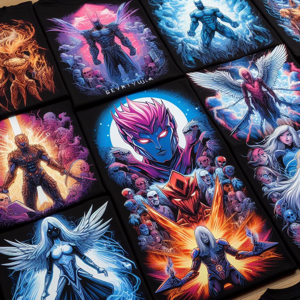 An image of a T-shirt being customized with a vibrant DTF transfer design.