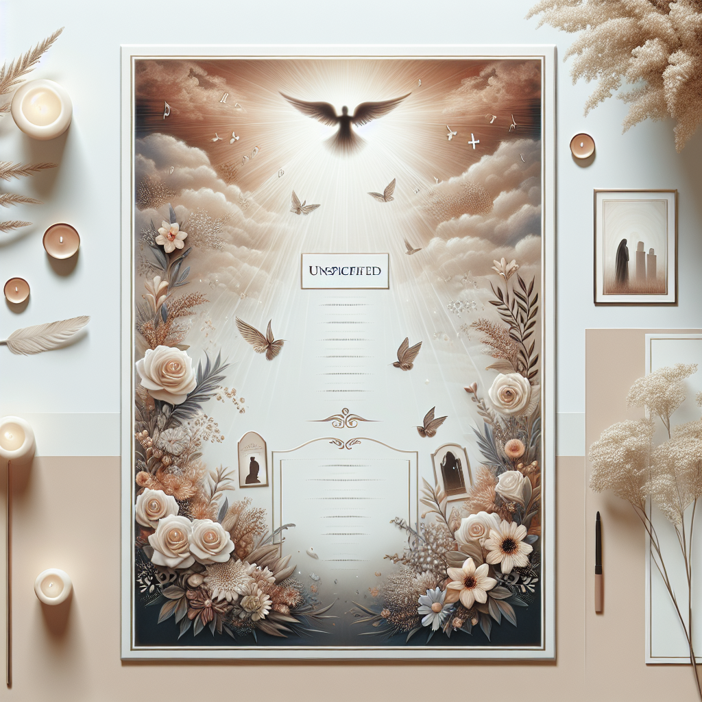 A realistic memorial poster board with a collage of sentimental images for a funeral.