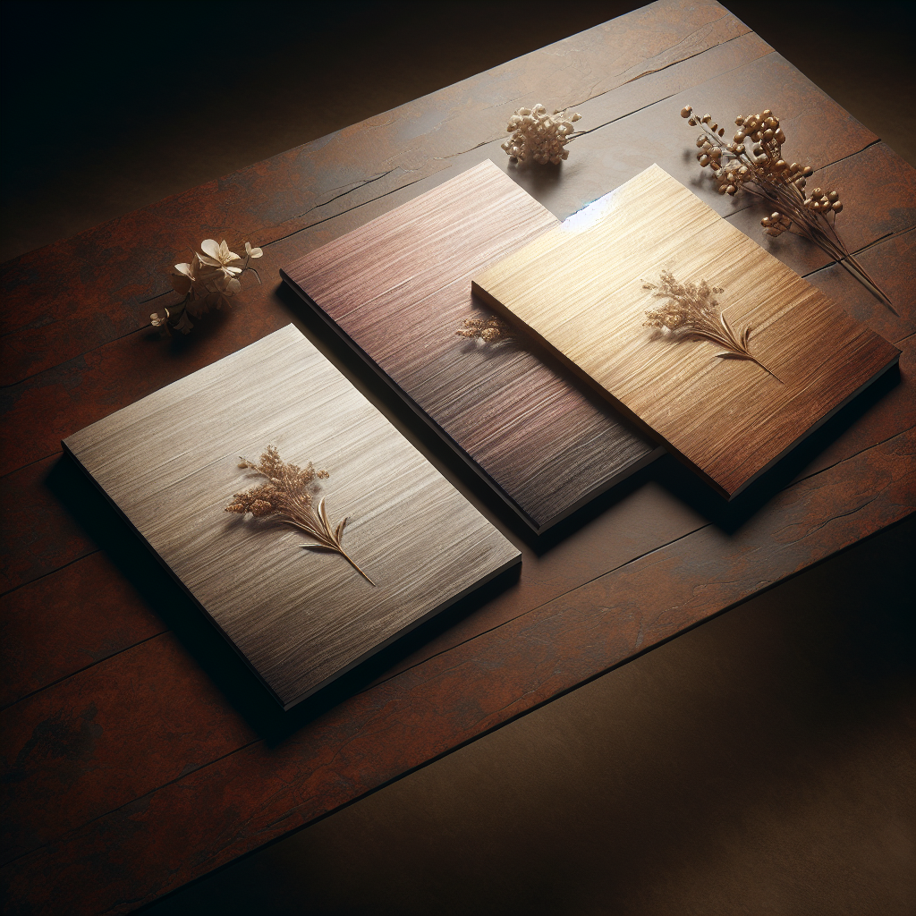 A collection of funeral programs of varying paper weights on a wooden table.