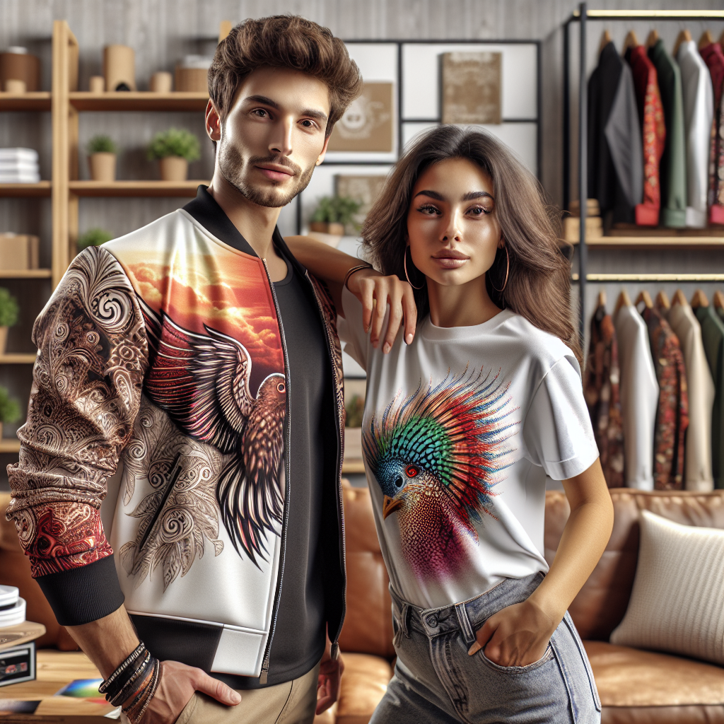 A realistic depiction of H&M's print on demand service featuring personalized clothing and accessories in a cozy setting.