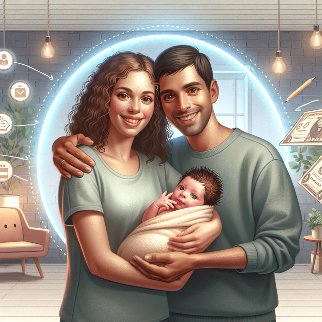 Diverse parents with newborn, symbolizing financial aid and support.
