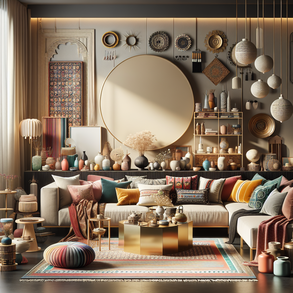 A modern living room with a mix of traditional and contemporary decor, showcasing minimalist and eclectic styles.