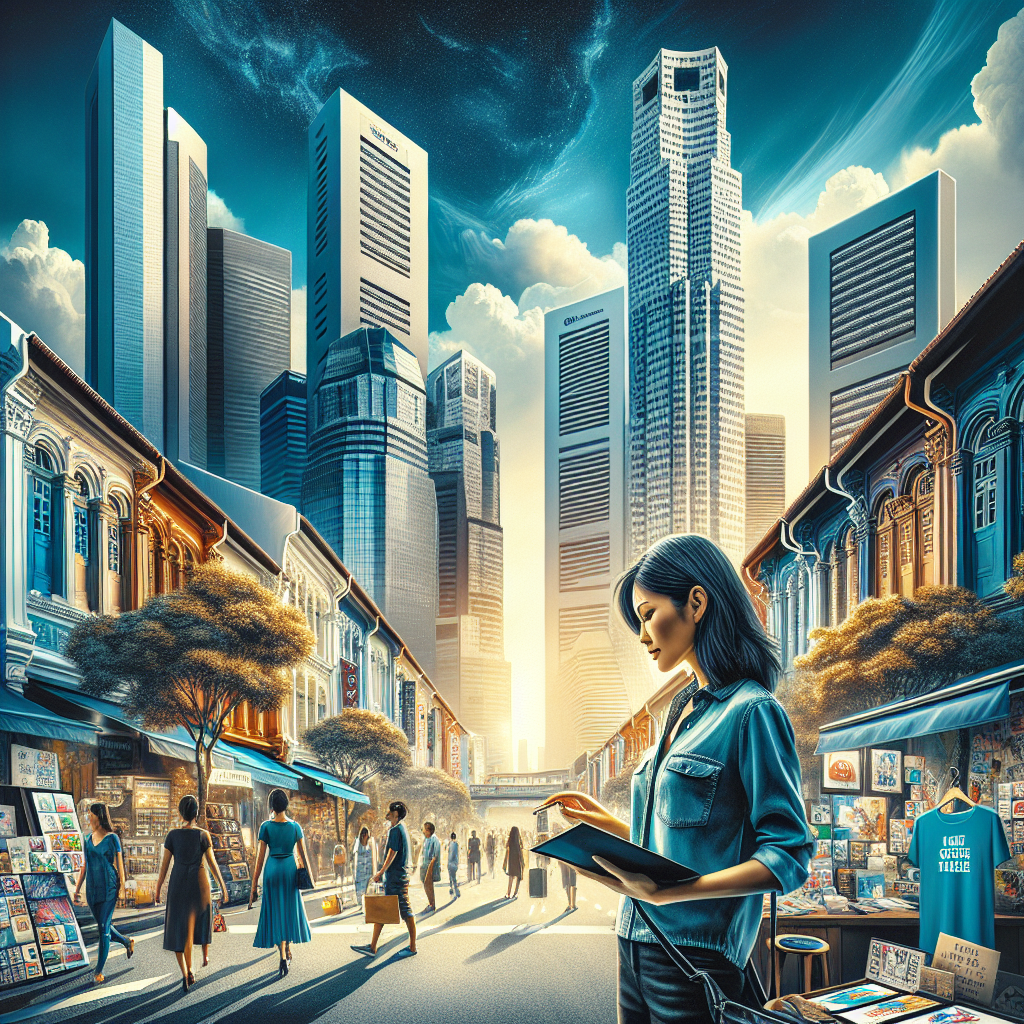 A bustling street in Singapore with customized products display illustrating the print on demand revolution.