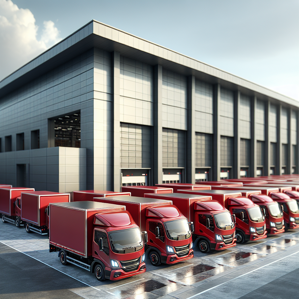 J&T Express delivery trucks outside a modern logistics warehouse in Singapore.