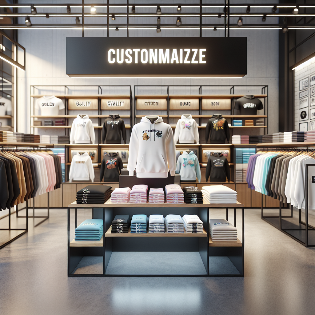 A UNIQLO store interior showcasing personalized apparel options.