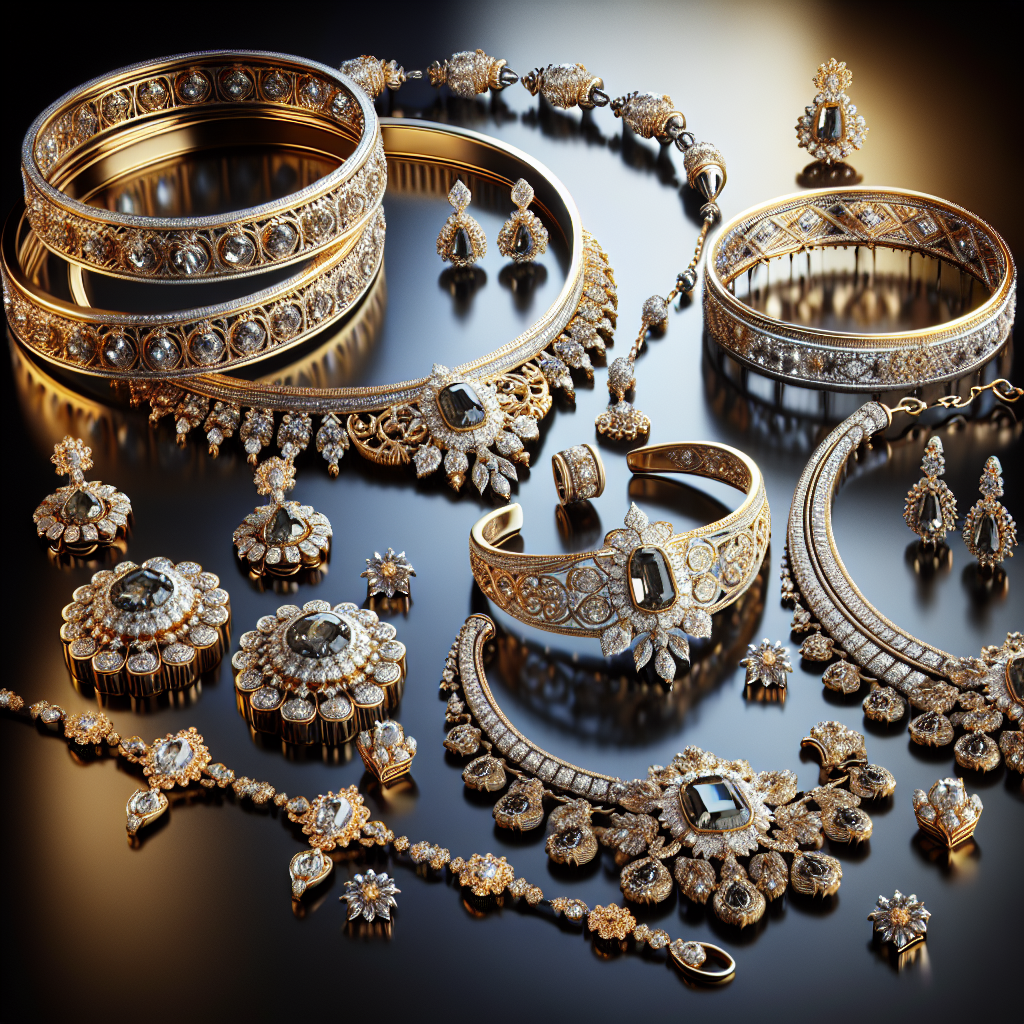 Assorted realistic luxury jewelry inspired by a print-on-demand reference.