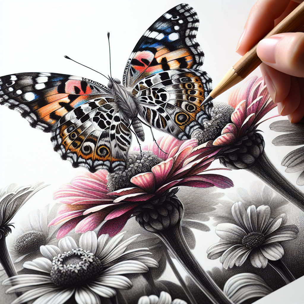 Realistic image of a butterfly on a flower, inspired by an Unsplash photograph, with an emphasis on authenticity and detail.