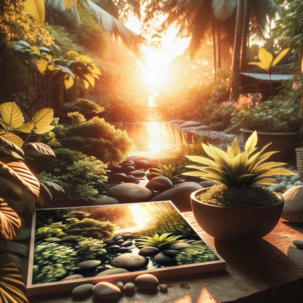 A serene and realistic garden scene inspired by a reference photo from Unsplash.