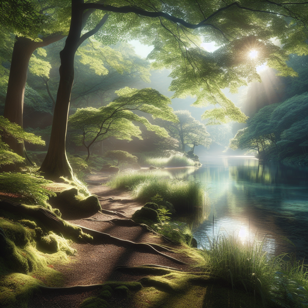 Realistic and detailed reinterpretation of a serene natural scene inspired by an example image.