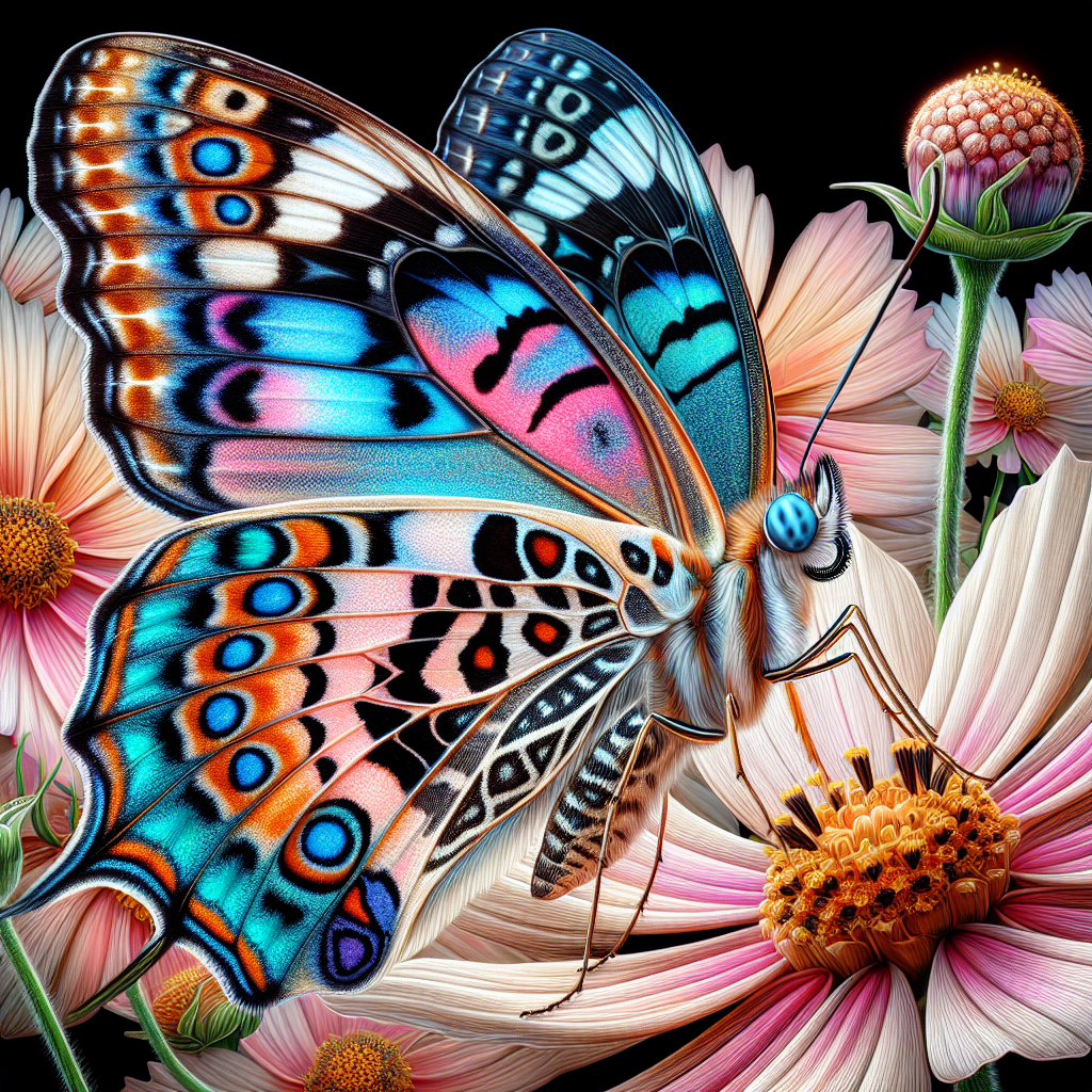 Realistic butterfly on a flower, inspired by a photograph.