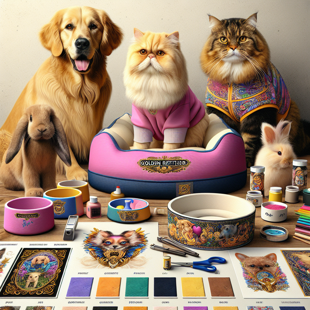 A realistic depiction of pets with print-on-demand pet products.