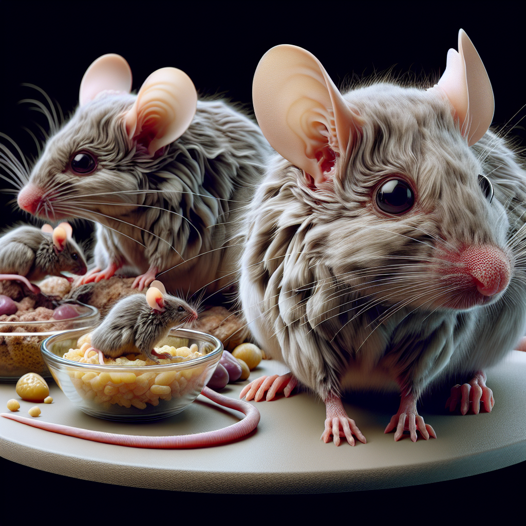 A realistic depiction of pet mice in their habitat.