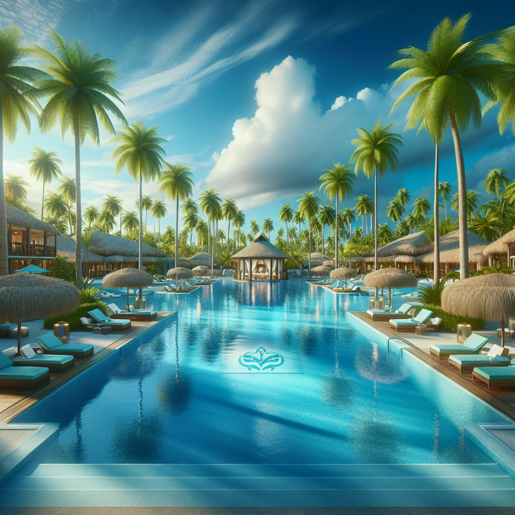A luxurious adults-only resort pool area in Punta Cana with clear blue water and lush surroundings.