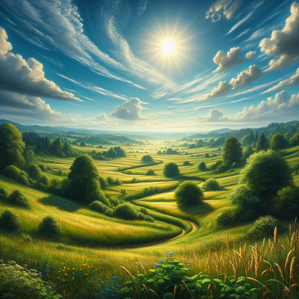 Realistic European summer landscape inspired by an example photograph.