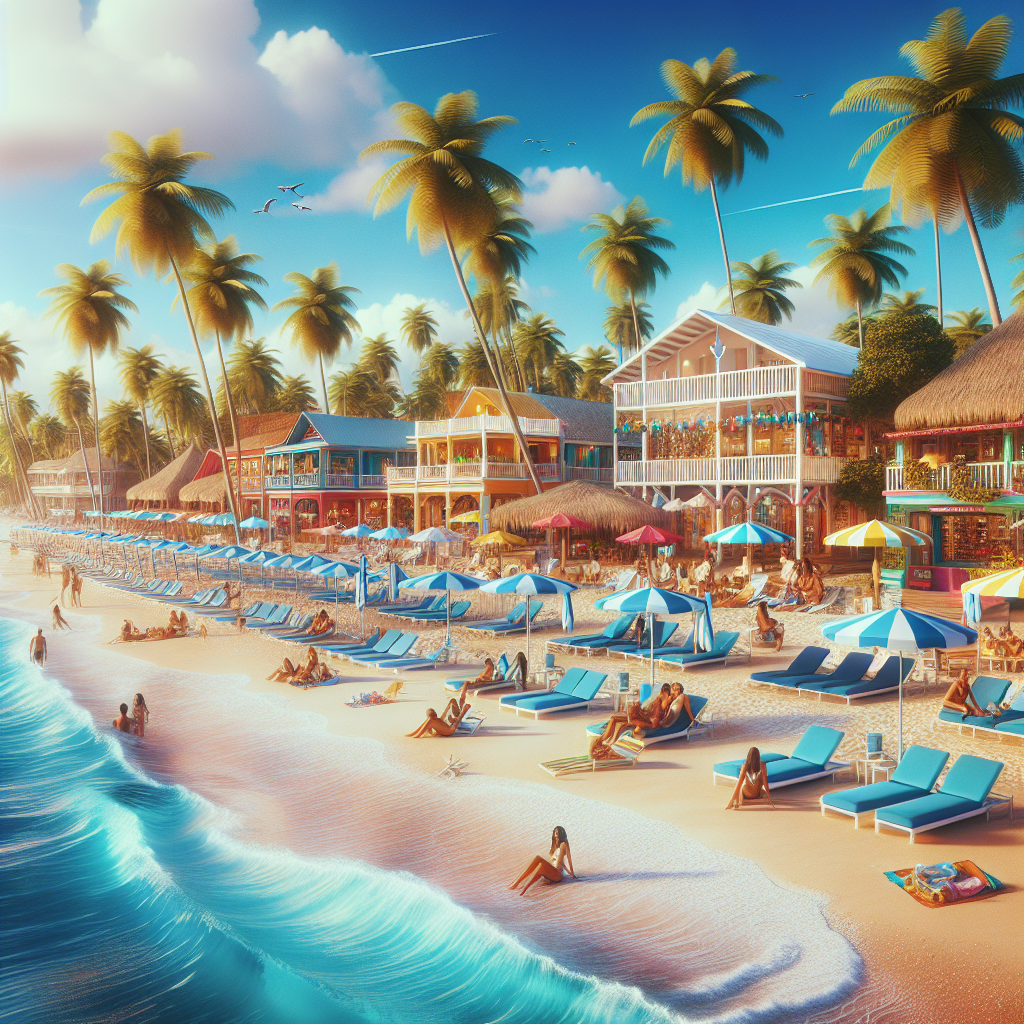 Tropical resort in Freeport with beach scenery resembling the example.