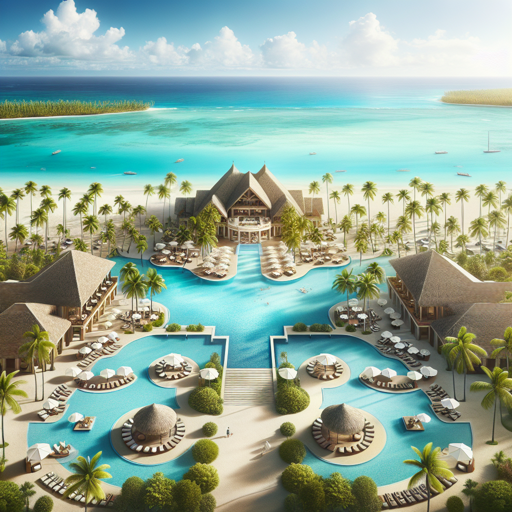 Luxury resort in Punta Cana with swimming pool, cabanas, and beach