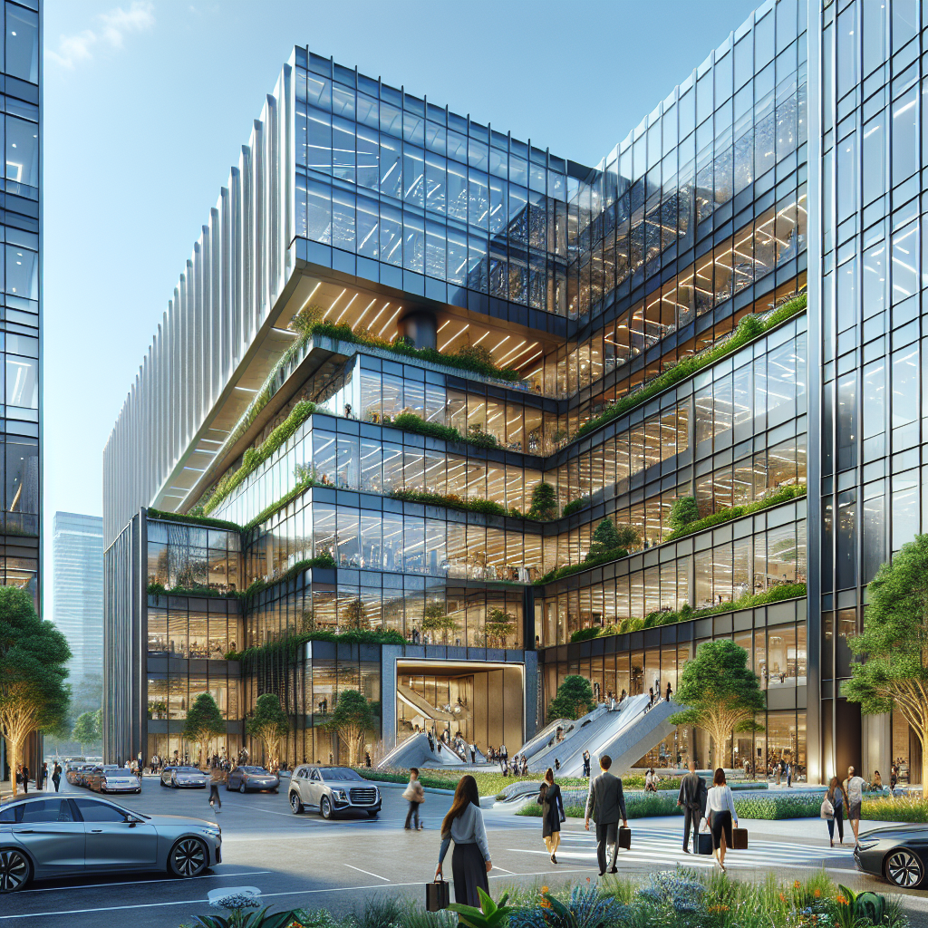 Realistic image of Klook headquarters with modern architecture and urban surroundings.