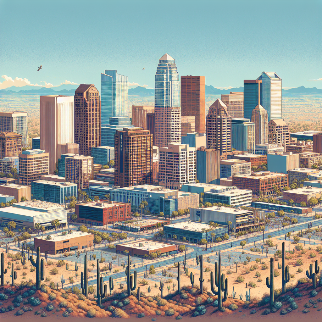 A realistic depiction of the Phoenix skyline.