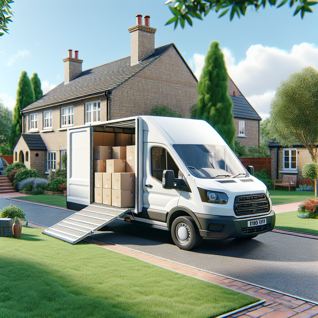 A UK van parked in a suburban neighborhood, ready for a move.