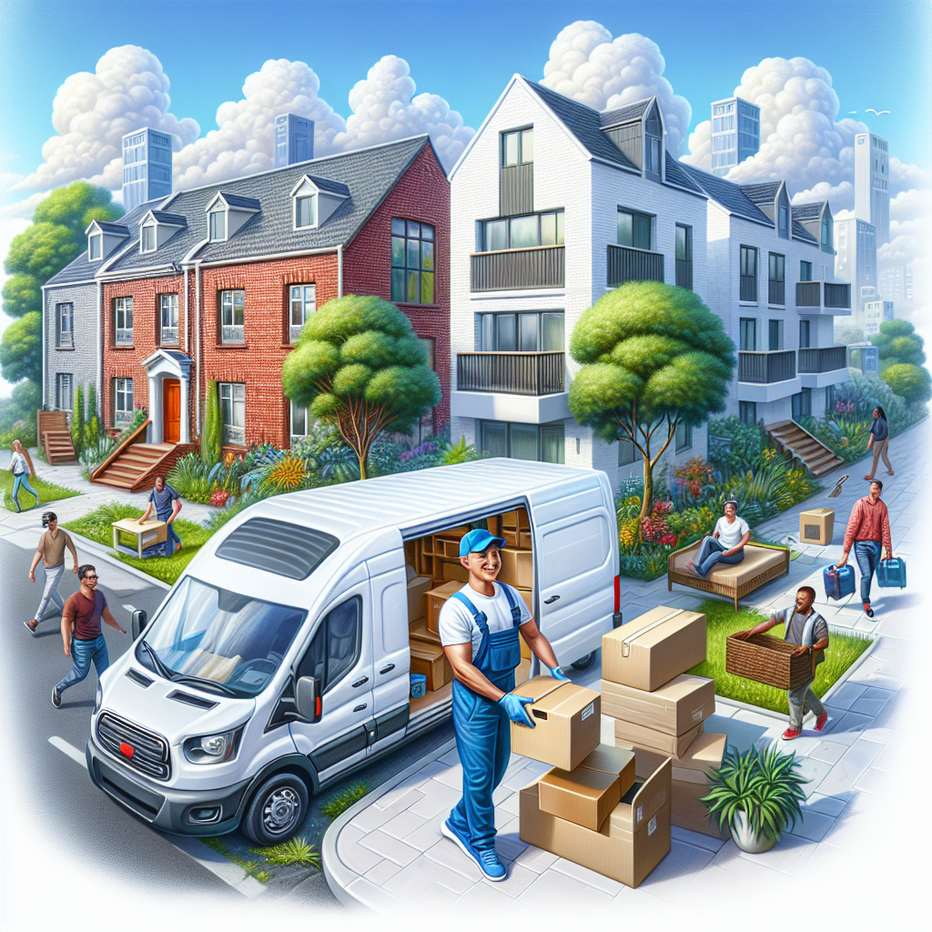 A man loading a van with furniture in a busy urban setting on a weekend.