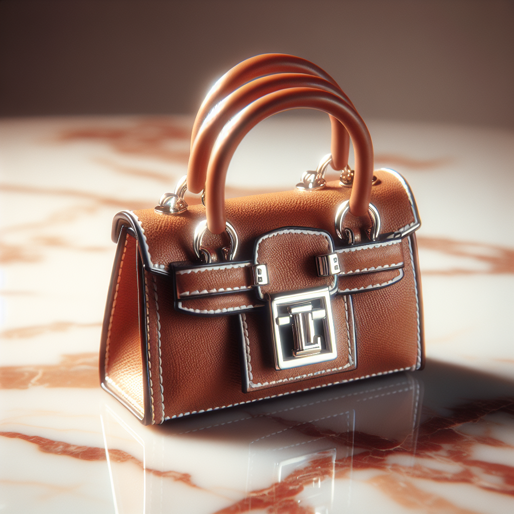 An Hermes Kelly Mini bag on a marble table with soft lighting highlighting its craftsmanship.
