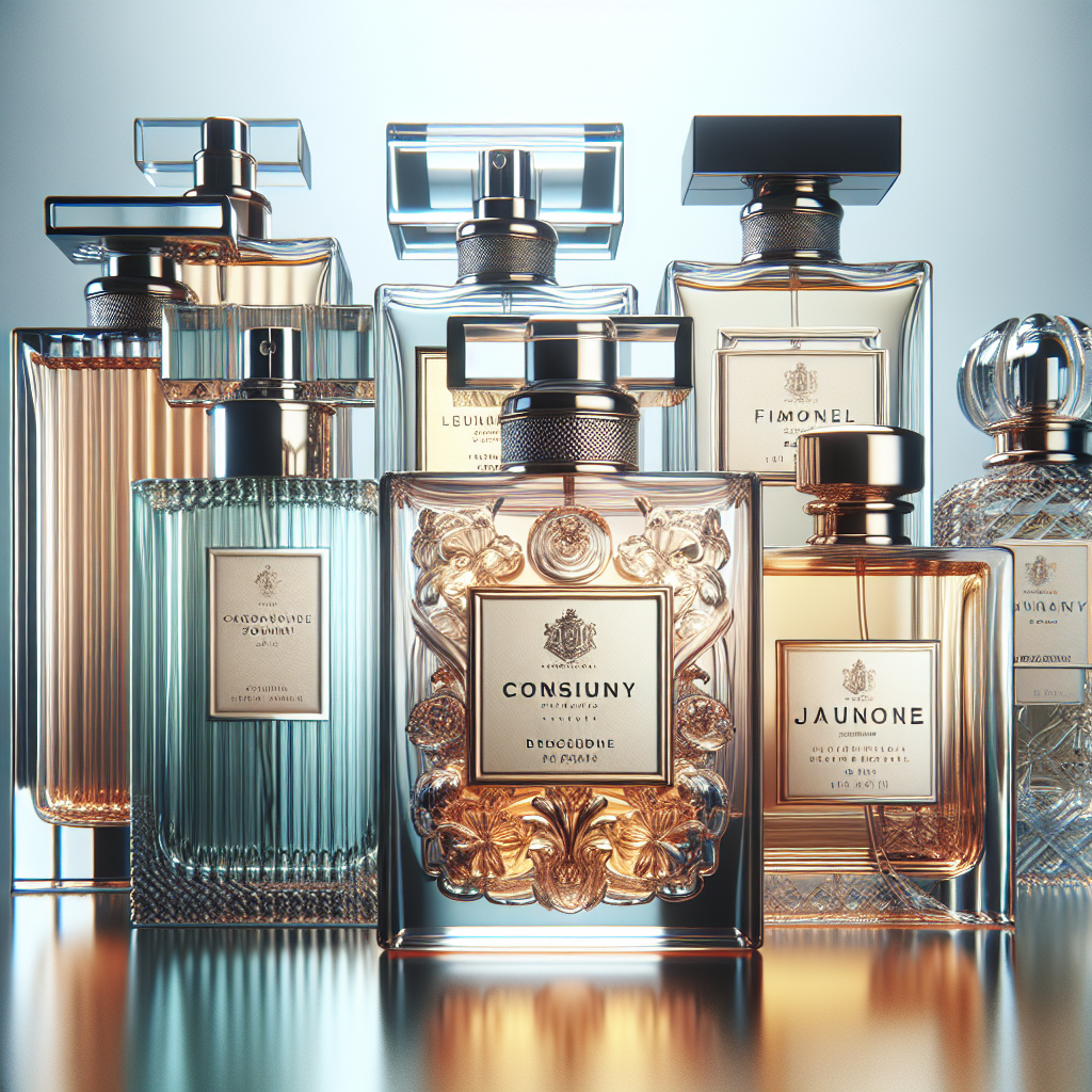 Realistic rendering of elegant Chanel perfume bottles based on a reference image.