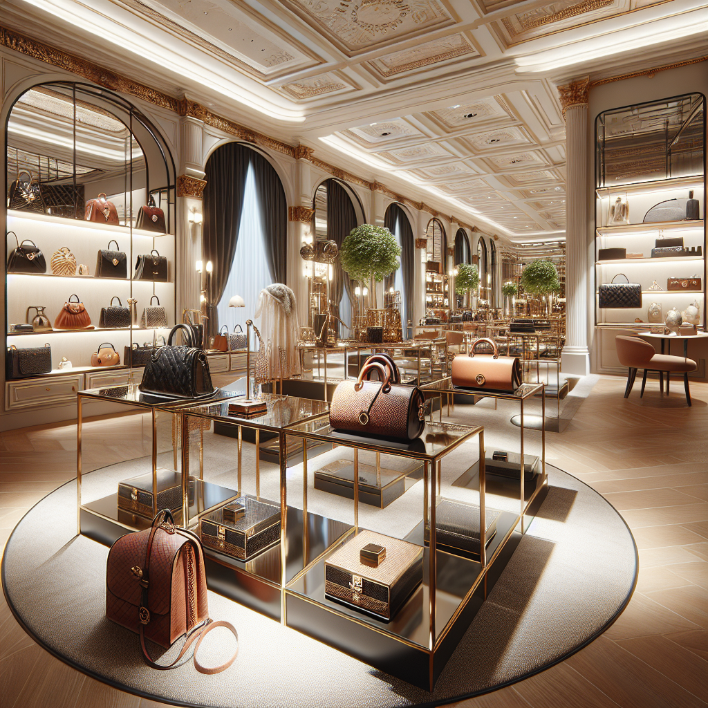 Interior of a luxury consignment shop with high-end products.