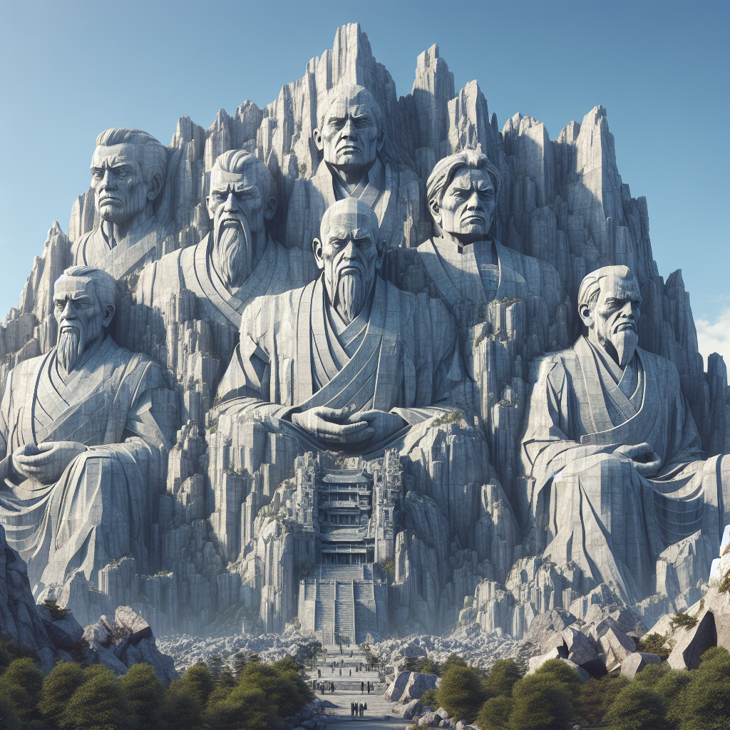 a realistic image of mount rushmore with detailed carvings of the presidents' faces and natural elements like trees and rocks.