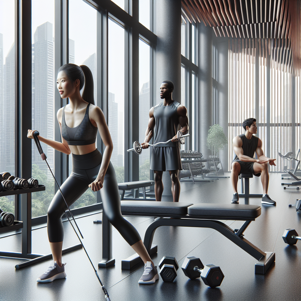 A diverse group of people strength training in a modern gym with various equipment.