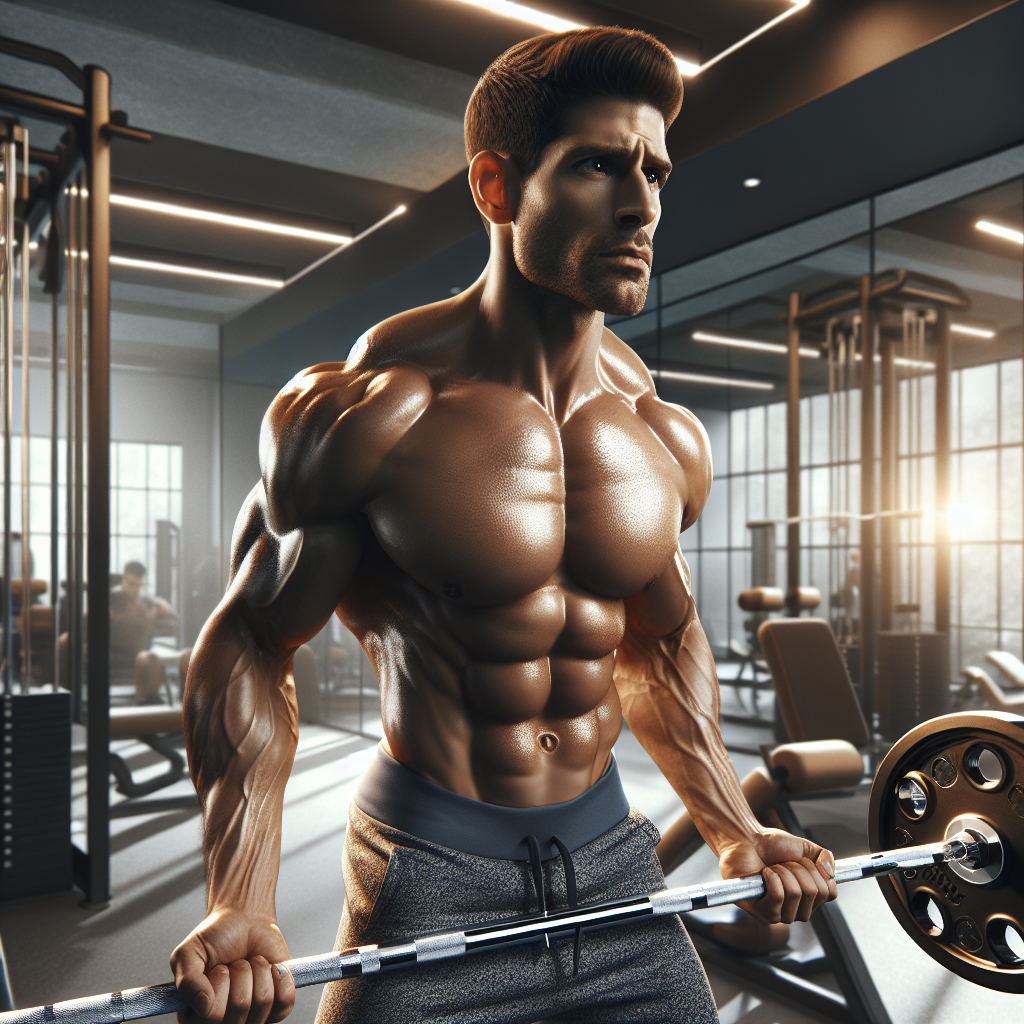 An elite athlete lifting heavy barbells in a modern gym, showcasing strength and dedication.