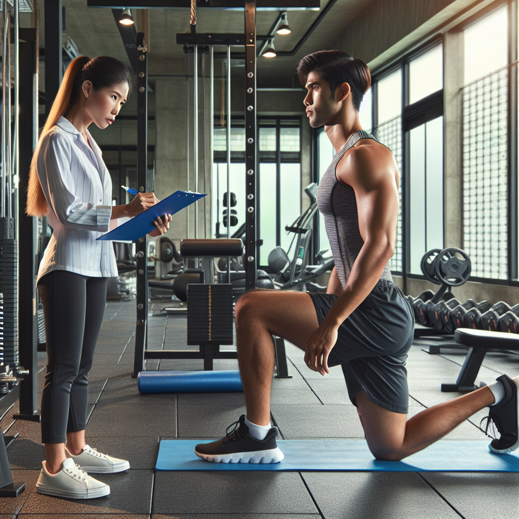 A professional fitness appraisal in a modern gym.