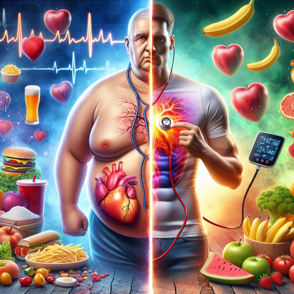 Illustration of cardiometabolic health showing an unhealthy lifestyle versus a healthy lifestyle.