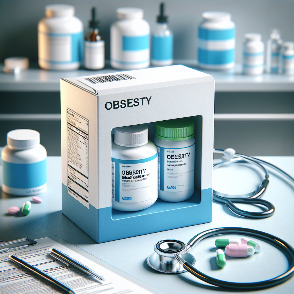 Realistic depiction of two obesity medications, semaglutide and tirzepatide, in a clinical setting.