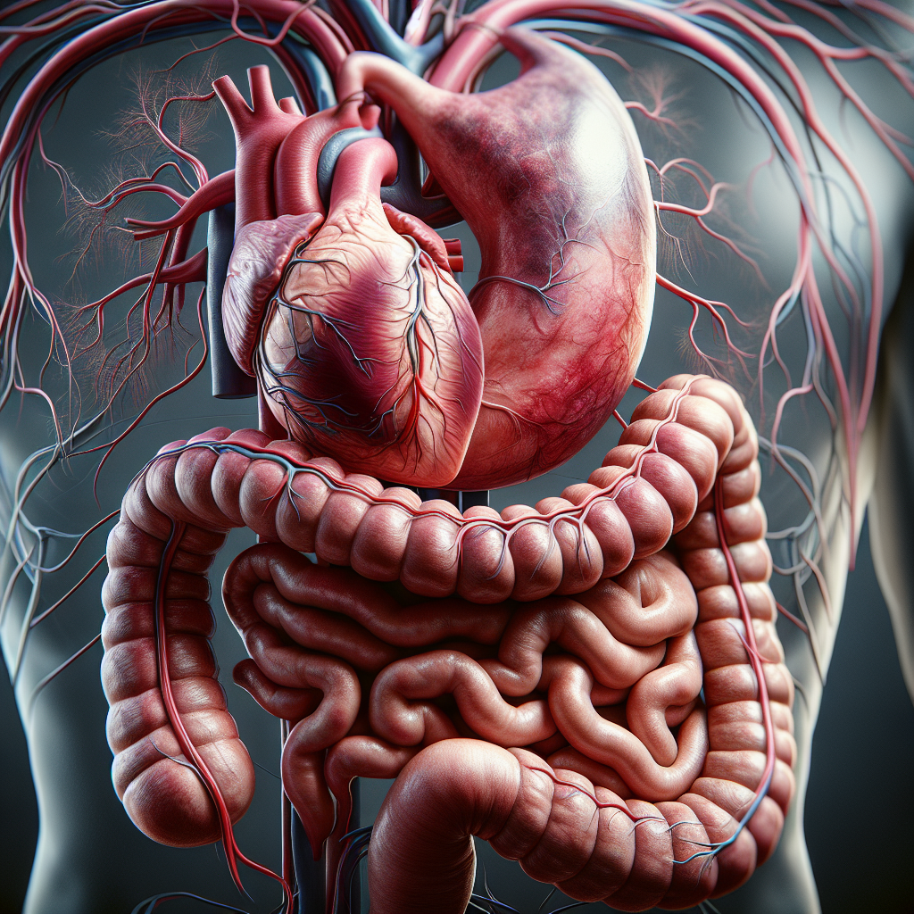 A realistic depiction of a healthy human heart and stomach, emphasizing the connection between cardiovascular and metabolic health.