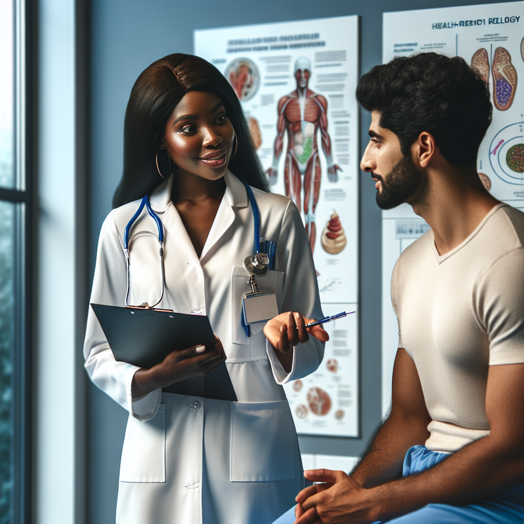 A medical professional discussing weight loss solutions with a patient in a modern clinic setting.