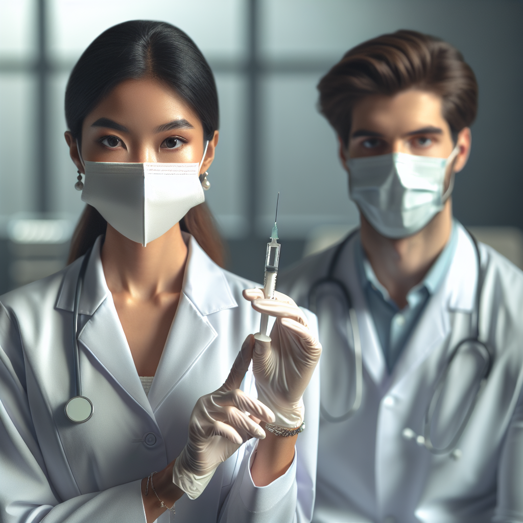 A doctor holding a syringe in a modern clinic setting, prepared for a safe weight loss injection.