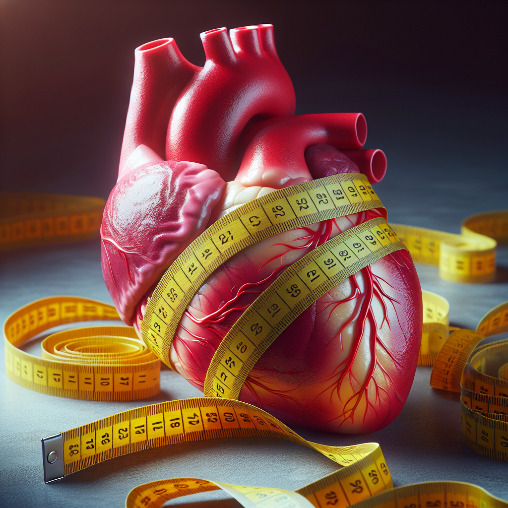 A human heart wrapped in a measuring tape, symbolizing health and weight loss.