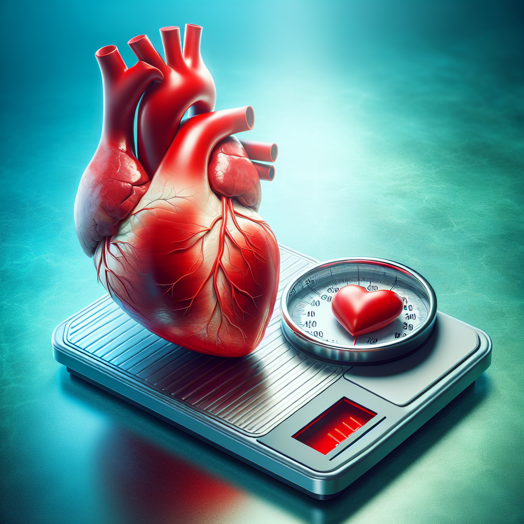 Image depicting a vibrant heart and a modern scale, symbolizing heart health and weight loss.