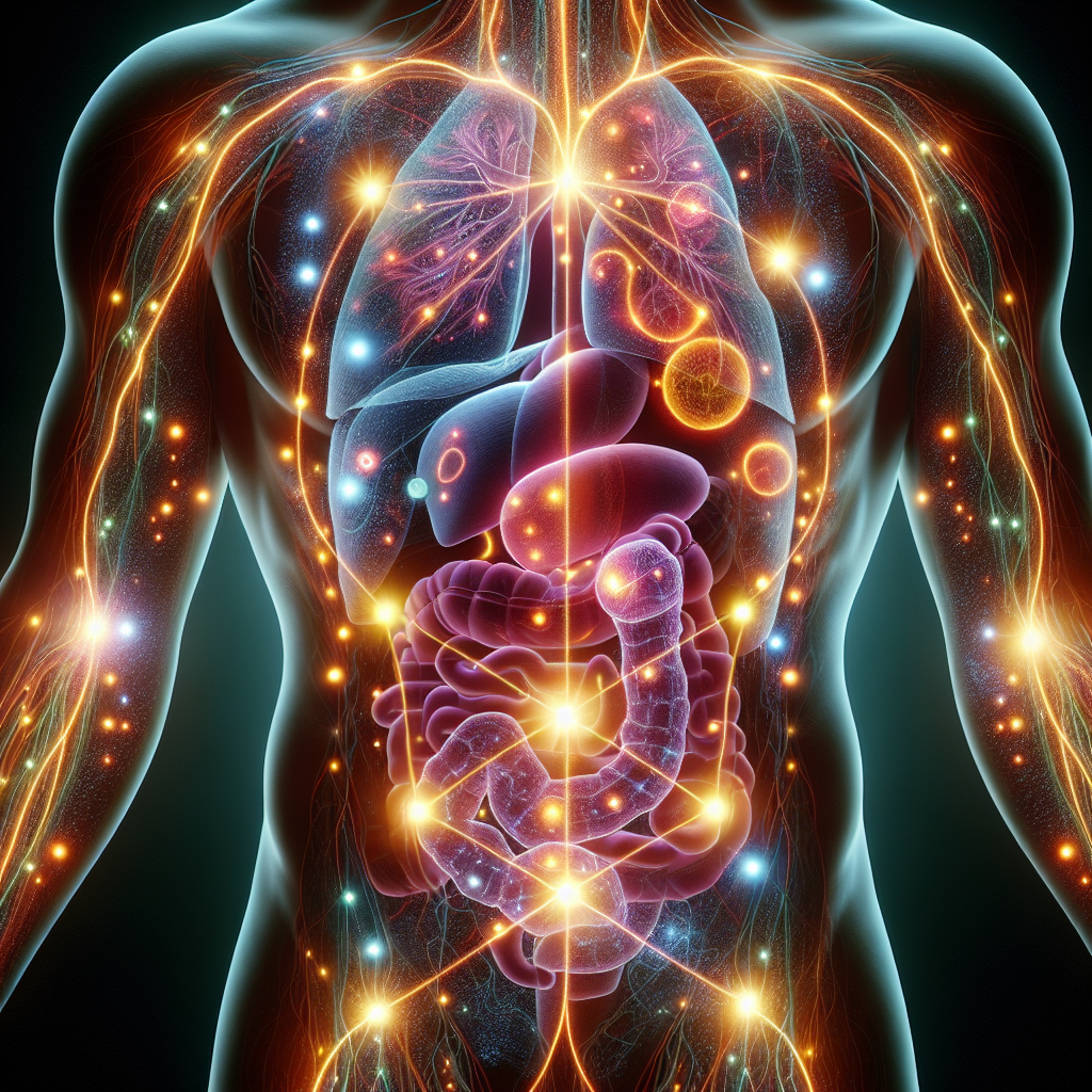 Illustration of human metabolism with energy pathways.