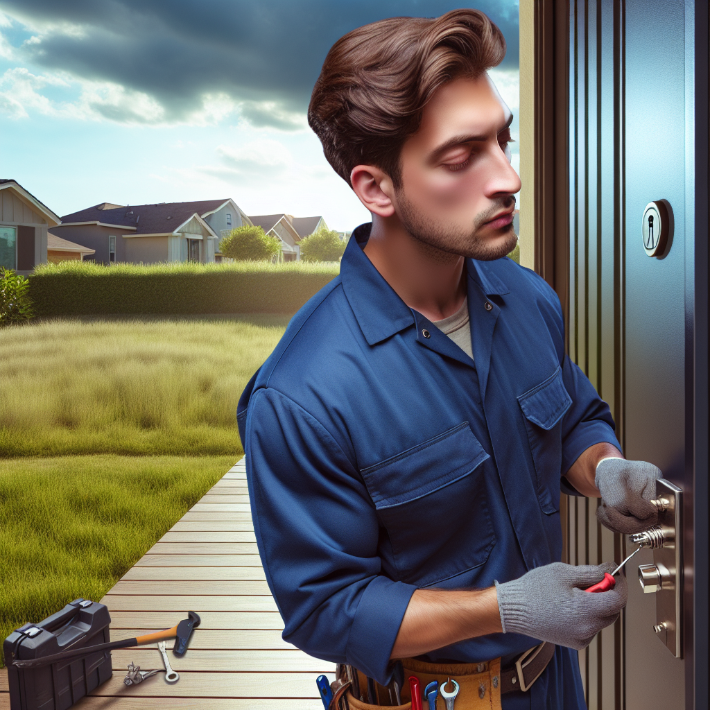 A professional MLA locksmith installing a high-security lock on a modern residential door.