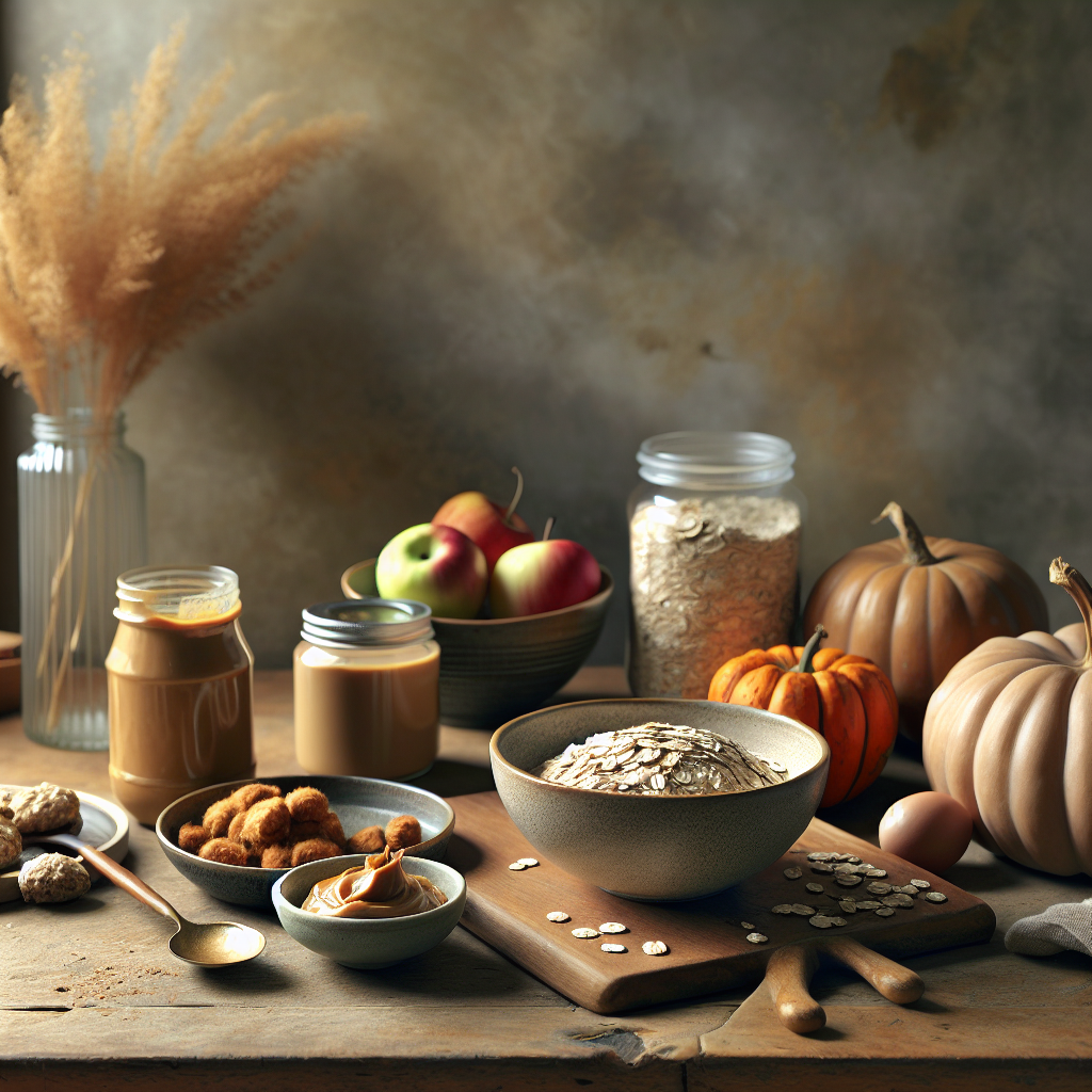 A cozy kitchen countertop with ingredients for homemade dog treats.