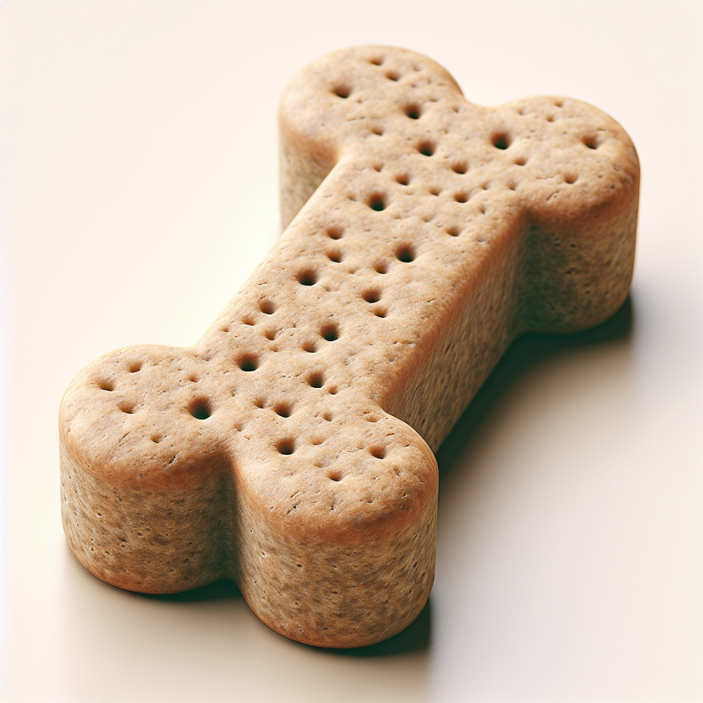 A realistic image of a milk-bone dog biscuit.