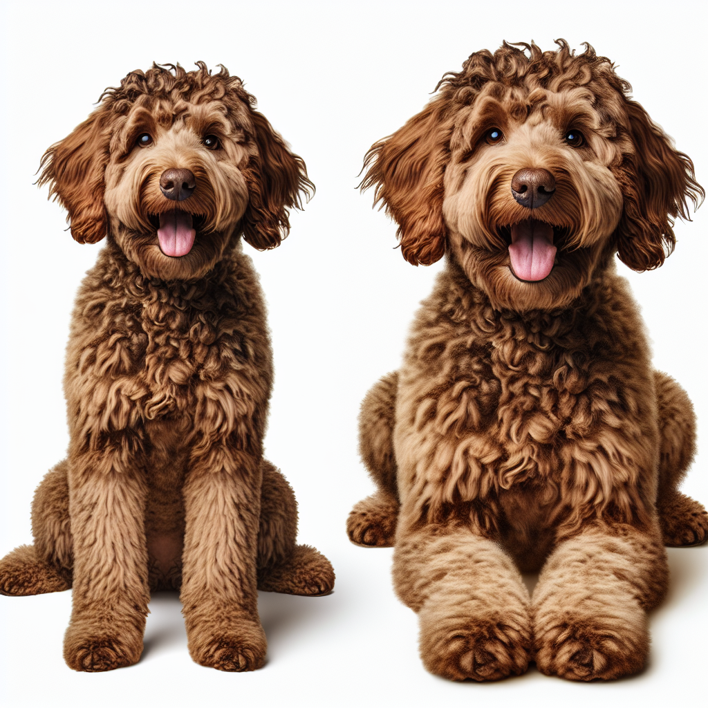 Realistic image of a Labradoodle based on a reference photo.