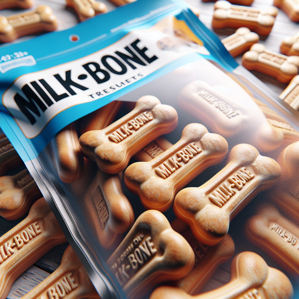 A close-up, realistic image of Milk-Bone dog treats in their packaging.