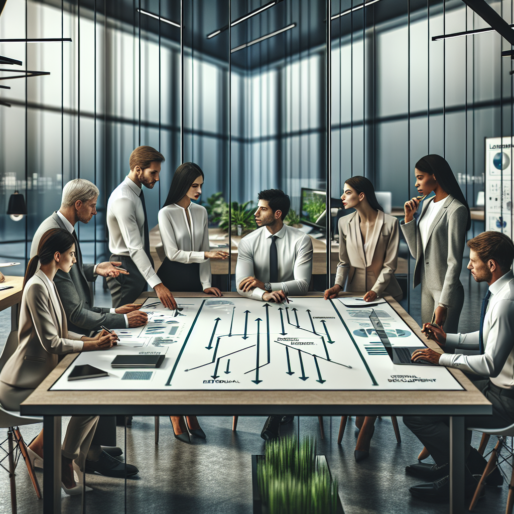 A diverse group of professionals collaborating in a modern office setting to illustrate Leadership DSA.