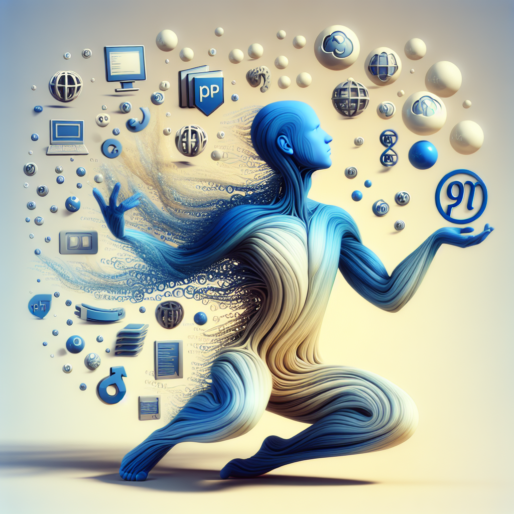 Illustration of an anthropomorphic PHP character surrounded by web technology symbols for an article on PHP's popularity in web development.