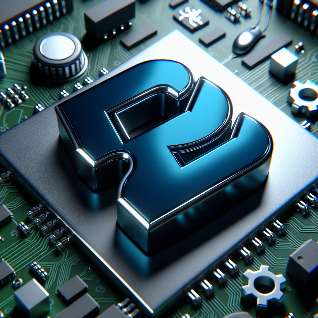 Realistic 3D illustration of the PHP logo on a circuit board with web development icons.