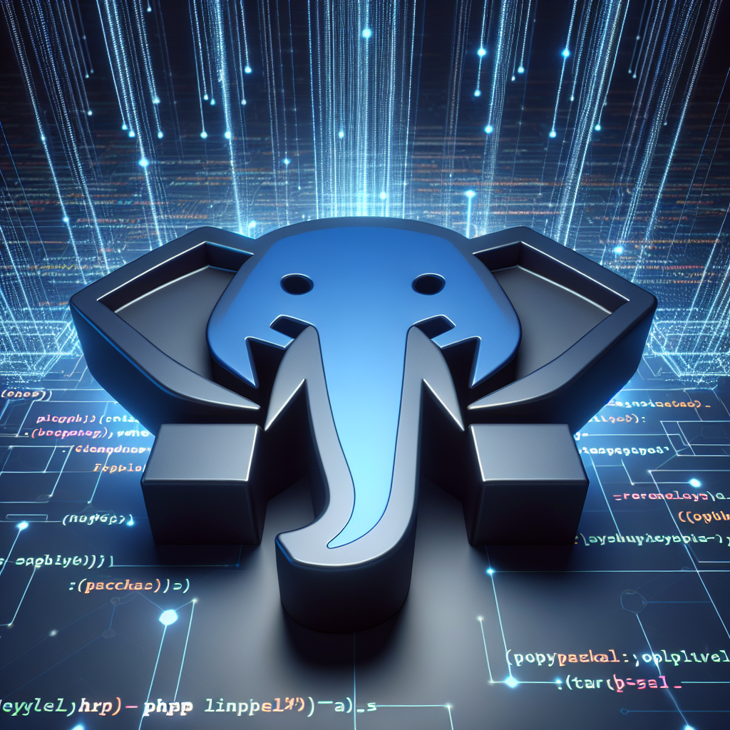 A realistic 3D PHP logo surrounded by flowing lines of glowing source code, symbolizing the impact of PHP in web development.